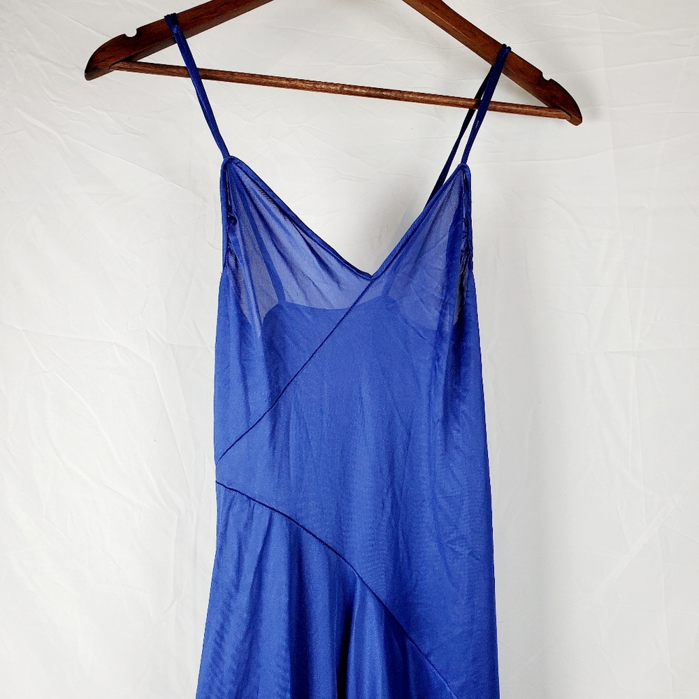 Vintage Blue Asymmetrical Slip Dress - Picture 2 of 6